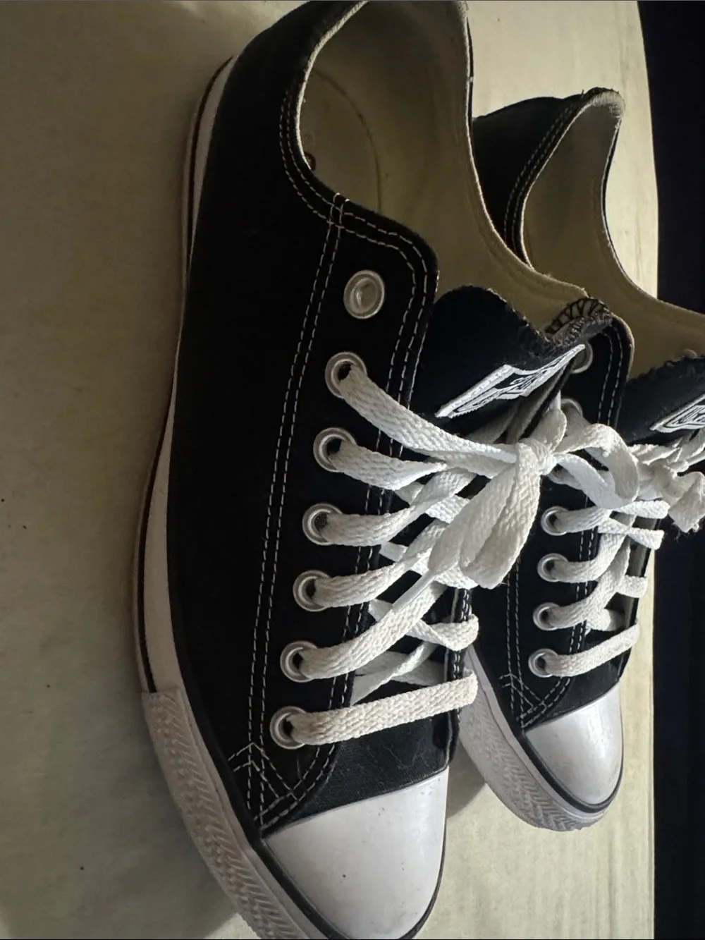 Converse Kids Black Canvas Low Top Sneakers with White Laces
